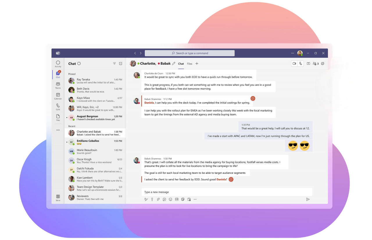 Microsoft Teams Chat Beispiel.